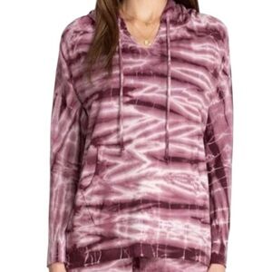 Johnny Was Calme Tie Dye Pink Fleece Pullover Hoodie Sweatshirt Size Small